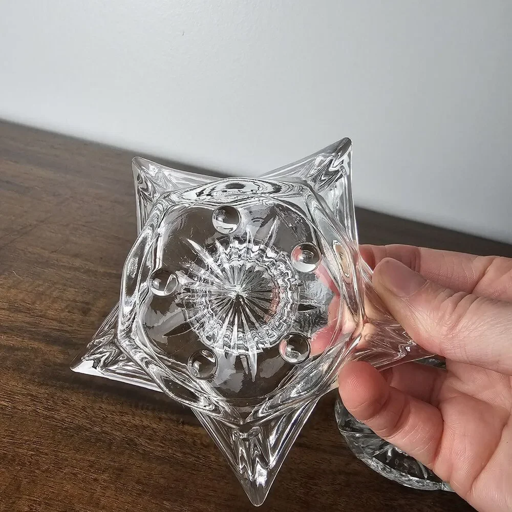 Set of 3 Vintage Clear Glass 5-Point Star Taper Candle Holders Celestial Decor
